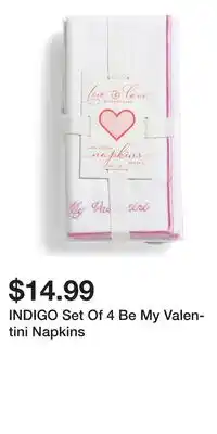 TJ Maxx INDIGO Set Of 4 Be My Valen-tini Napkins offer