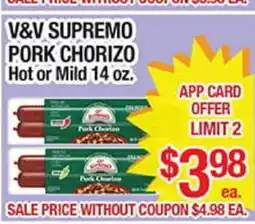 Torres Supermercado V&V SUPREMO PORK CHORIZO offer