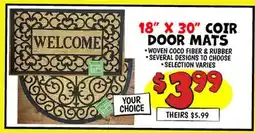 Ollie's 18 X 30 COIR DOOR MATS offer