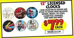 Ollie's 12 LICENSED CLOCKS offer
