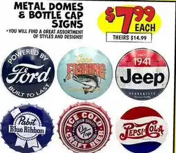 Ollie's METAL DOMES & BOTTLE CAP SIGNS offer