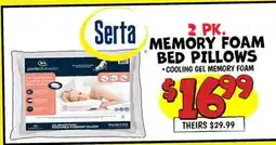 Ollie's Serta 2 PK. MEMORY FOAM BED PILLOWS offer