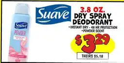 Ollie's 3.8 OZ. Suave DRY SPRAY DEODORANT offer