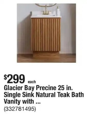Glacier Bay Precine Single Sink Natural Teak Bath Vanity with ...