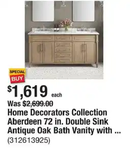 The Home Depot Home Decorators Collection Aberdeen 72 in. Double Sink Antique Oak Bath Vanity with ... offer