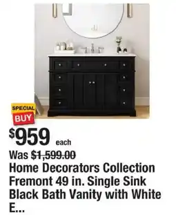 The Home Depot Home Decorators Collection Fremont 49 in. Single Sink Black Bath Vanity with White E... offer