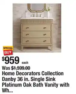 The Home Depot Home Decorators Collection Danby 36 in. Single Sink Platinum Oak Bath Vanity with Wh... offer