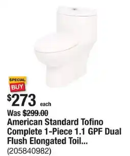 The Home Depot American Standard Tofino Complete 1-Piece 1.1 GPF Dual Flush Elongated Toil... offer