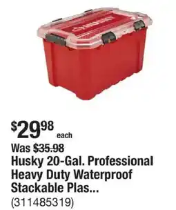 The Home Depot Husky 20-Gal. Professional Heavy Duty Waterproof Stackable Plas... offer