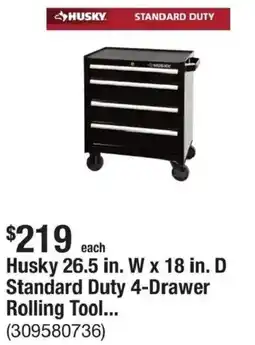 The Home Depot Husky 26.5 in. W x 18 in. D Standard Duty 4-Drawer Rolling Tool... offer
