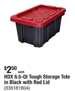 The Home Depot HDX 6.5-Qt Tough Storage Tote in Black with Red Lid offer