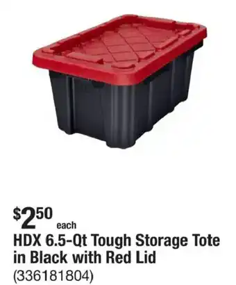 HDX 6.5-Qt Tough Storage Tote in Black with Red Lid
