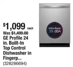 The Home Depot GE Profile Built-In Top Control Dishwasher in Fingerp... offer
