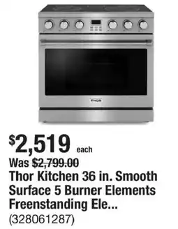 The Home Depot Thor Kitchen 36 in. Smooth Surface 5 Burner Elements Freenstanding Ele... offer