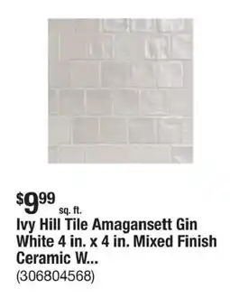 The Home Depot Ivy Hill Tile Amagansett Gin White 4 in. x 4 in. Mixed Finish Ceramic W... offer