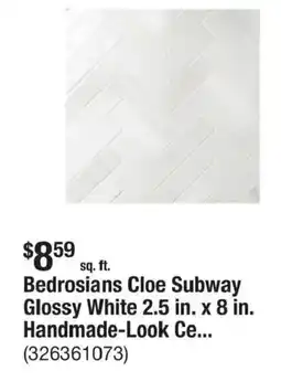 The Home Depot Bedrosians Cloe Subway Glossy White 2.5 in. x 8 in. Handmade-Look Ce... offer