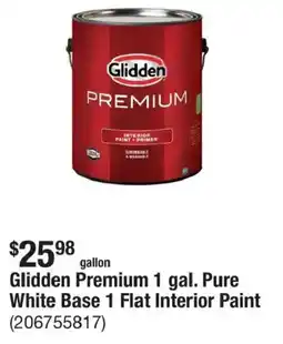 The Home Depot Glidden Premium 1 gal. Pure White Base 1 Flat Interior Paint offer