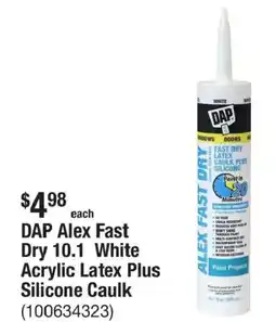 The Home Depot DAP Alex Fast Dry 10.1 White Acrylic Latex Plus Silicone Caulk offer