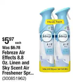 The Home Depot Febreze air effects linen and sky scent air freshener spr... offer