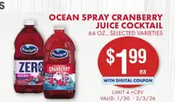 Smart & Final OCEAN SPRAY CRANBERRY JUICE COCKTAIL offer