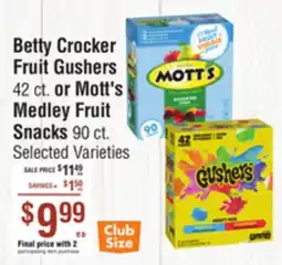 Smart & Final Betty Crocker Fruit Gushers or Mott's Medley Fruit Snacks offer