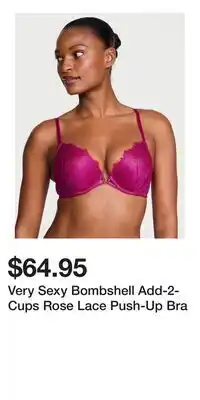 Victoria's Secret Very Sexy Bombshell Add-2-Cups Rose Lace Push-Up Bra offer