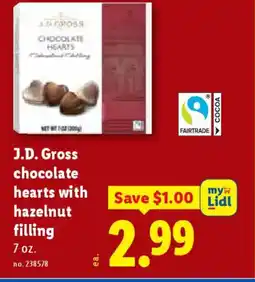Lidl J.D. Gross chocolate hearts with hazelnut filling offer