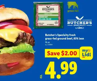 Butcher's specialty fresh grass-fed ground beef, 85% lean
