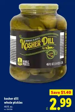 Lidl Kosher dill whole pickles offer