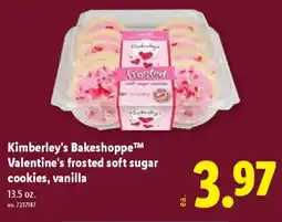Lidl Kimberley's Bakeshoppe Valentine's frosted soft sugar cookies, vanilla offer