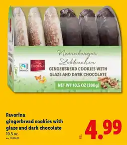 Lidl Favorina gingerbread cookies with glaze and dark chocolate offer