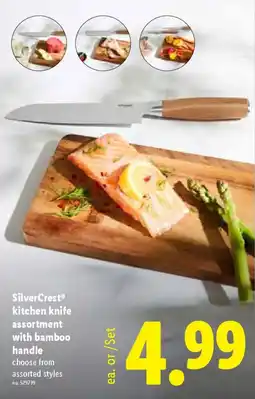 Lidl SilverCrest kitchen knife assortment with bamboo handle offer