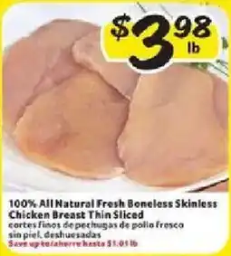 Fresco y Más 100% All Natural Fresh Boneless Skinless Chicken Breast Thin Sliced offer