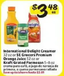 Fresco y Más International Delight Creamer or SE Grocers Premium Orange Juice offer