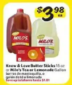 Fresco y Más Know & Love Butter Sticks or Milo's Tea or Lemonade offer