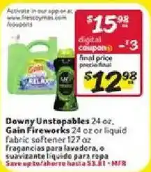 Fresco y Más Downy Unstopables Gain Fireworks offer