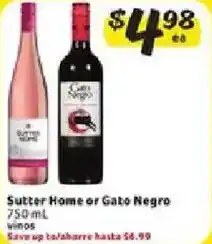 Fresco y Más Sutter Home or Gato Negro offer