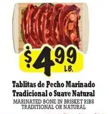 La Michoacana Marinated bone in brisket ribs traditional or natural offer