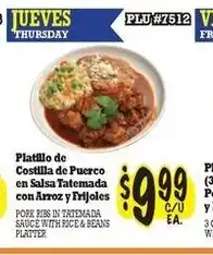 La Michoacana Pork ribs in tatemada sauce with rice & beans platter offer