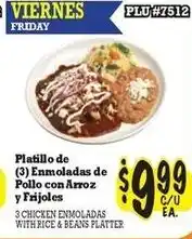 La Michoacana chicken enmoladas with rice&beans platter offer
