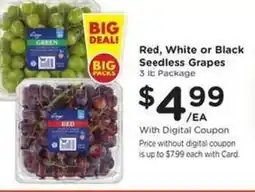 Kroger Red, white or black seedless grapes offer