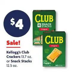 Family Dollar Kellogg's Club Crackers 13.7 oz. or Snack Stacks 12.5 oz offer