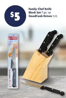 Family Dollar Family Chef Knife Block Set 7 pc. or GoodCook Knives 1 ct offer