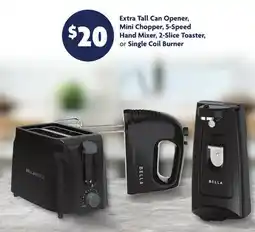 Family Dollar Extra Tall Can Opener, Mini Chopper, 5-Speed Hand Mixer, 2-Slice Toaster, or Single Coil Burner offer