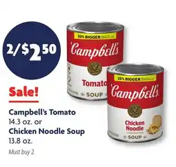 Family Dollar Campbell's Tomato 14.3 oz. or Chicken Noodle Soup 13.8 oz offer