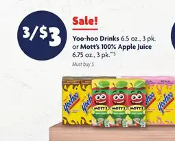 Family Dollar Yoo‑hoo Drinks 6.5 oz., 3 pk. or Mott's 100% Apple Juice 6.75 oz., 3 pk.**§ offer