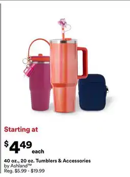 Michaels 40 oz. 20 oz. Tumblers & Accessories by Ashland offer