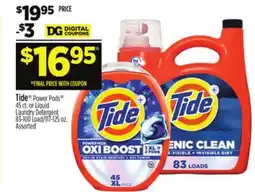 Dollar General Tide Power Pods or Liquid Laundry Detergent offer