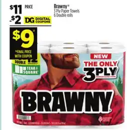 Dollar General Brawny 3 Ply Paper Towels offer