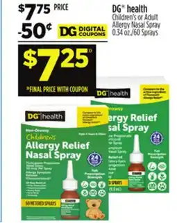 Dollar General DG health Children's or Adult Allergy Nasal Spray offer